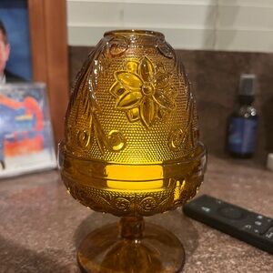 Amber floral glass Fairy Lamp